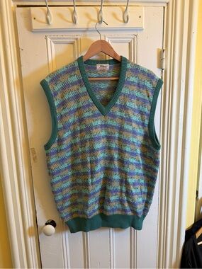 Vintage Titleist by Corbin Sweater Vest XXL Multicolor Cotton V-Neck Hong Kong